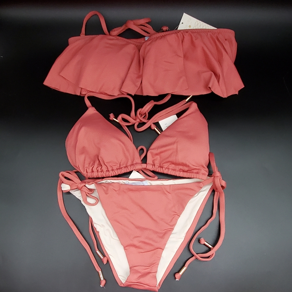 💝Eberjey 3 Piece Bikini Set in Canyon Rose